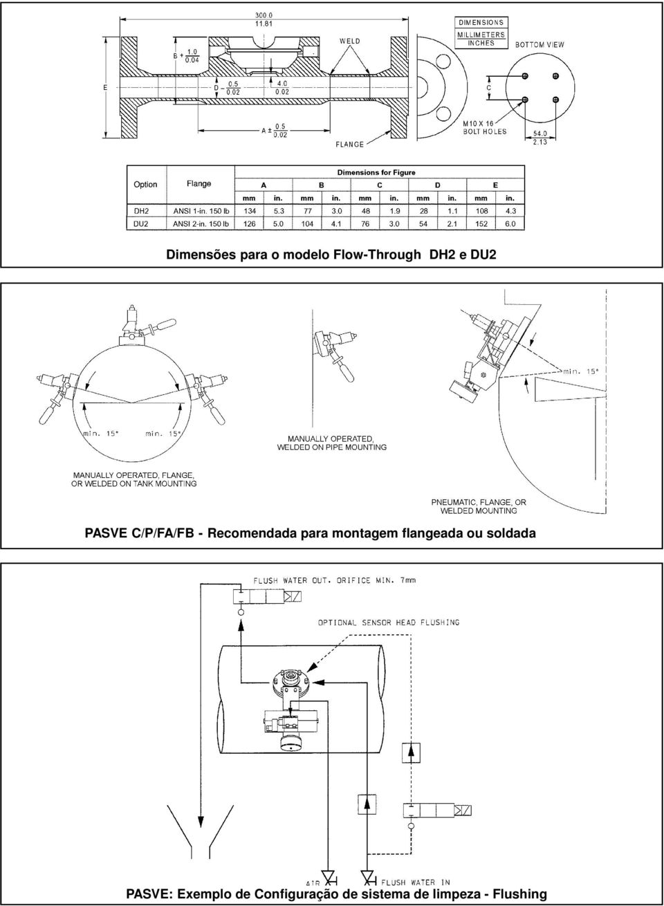 montagem flangeada ou soldada PASVE: