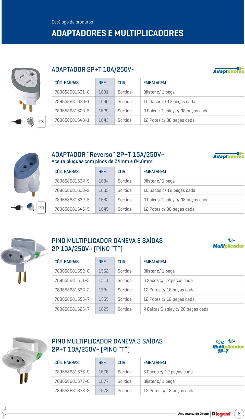 789658681634-9 1634 Sortida Blister c/ 1 peça 789658681633-2 1633 Sortida 10 Sacos c/ 12 peças cada 789658681632-5 1632 Sortida 4 Caixas Display c/ 48 peças cada 789658681645-5 1645 Sortida 12 Potes