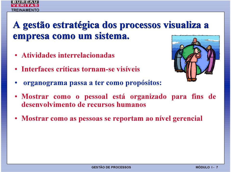 ter como propósitos: Mostrar como o pessoal está organizado para fins de desenvolvimento