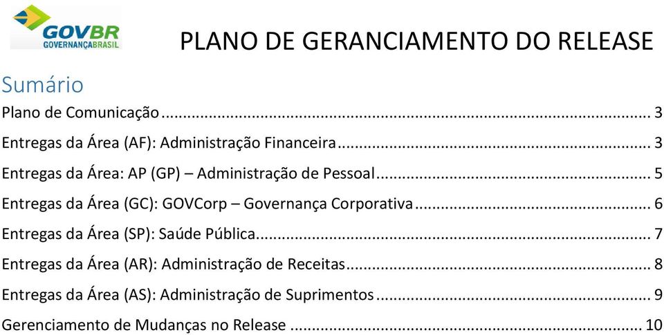 .. 5 Entregas da Área (GC): GOVCorp Governança Corporativa... 6 Entregas da Área (SP): Saúde Pública.
