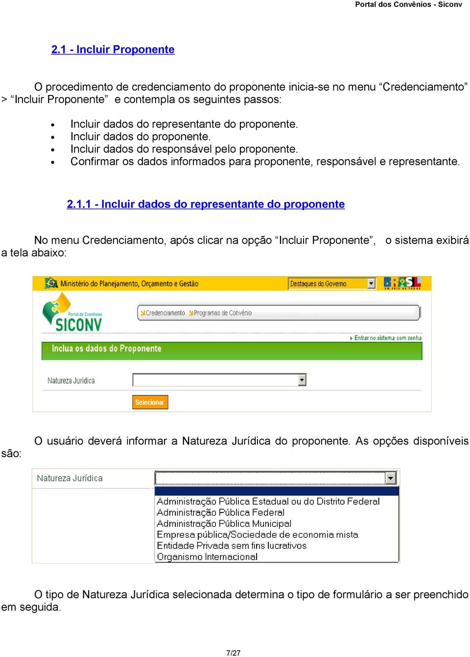 Confirmar os dados informados para proponente, responsável e representante. 2.1.