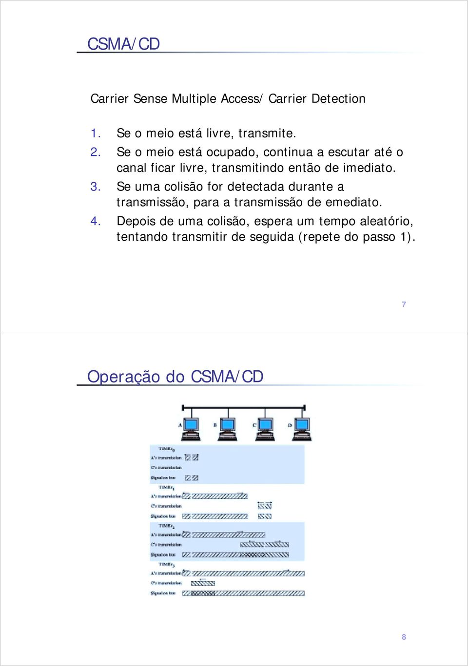 Se uma colisão for detectada durante a transmissão, para a transmissão de emediato. 4.