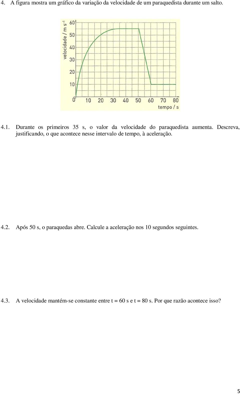 Descreva, justificando, o que acontece nesse intervalo de tempo, à aceleração.