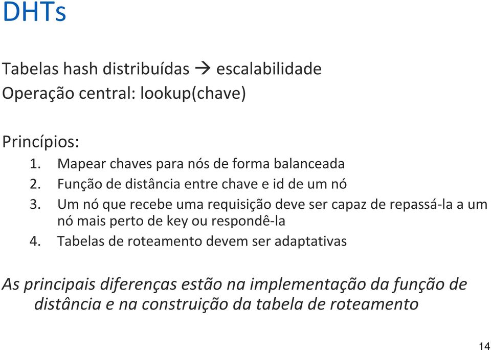 Um nóque recebe uma requisição deve ser capaz de repassá-la a um nómais perto de key ou respondê-la 4.