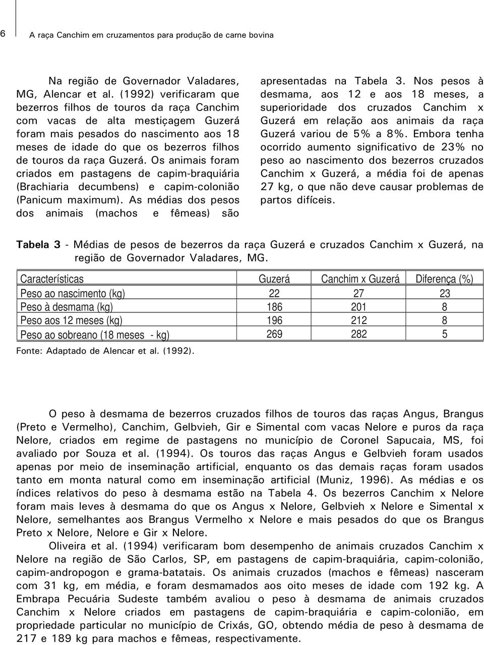 Guzerá. Os animais foram criados em pastagens de capim-braquiária (Brachiaria decumbens) e capim-colonião (Panicum maximum).