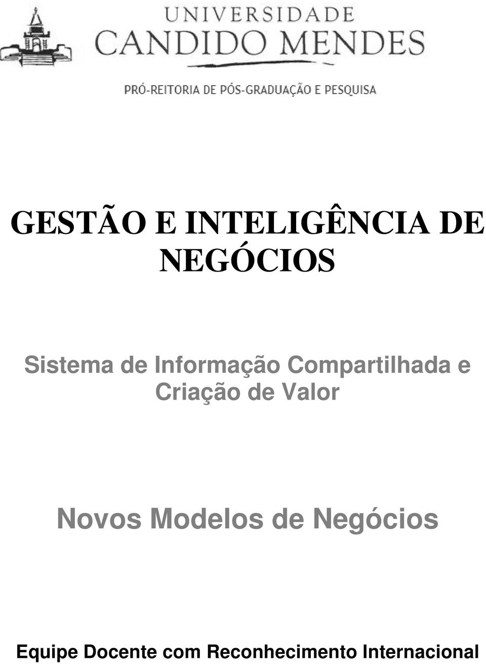 Criação de Valor Novos Modelos de