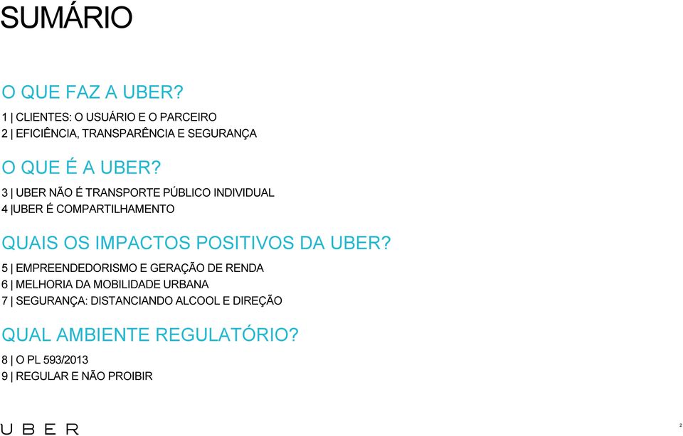 3 UBER NÃO É TRANSPORTE PÚBLICO INDIVIDUAL 4 UBER É COMPARTILHAMENTO QUAIS OS IMPACTOS POSITIVOS DA