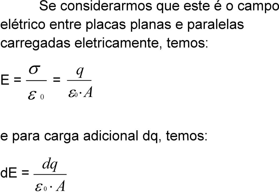 carregadas eletricamente, temos: σ E = = ε