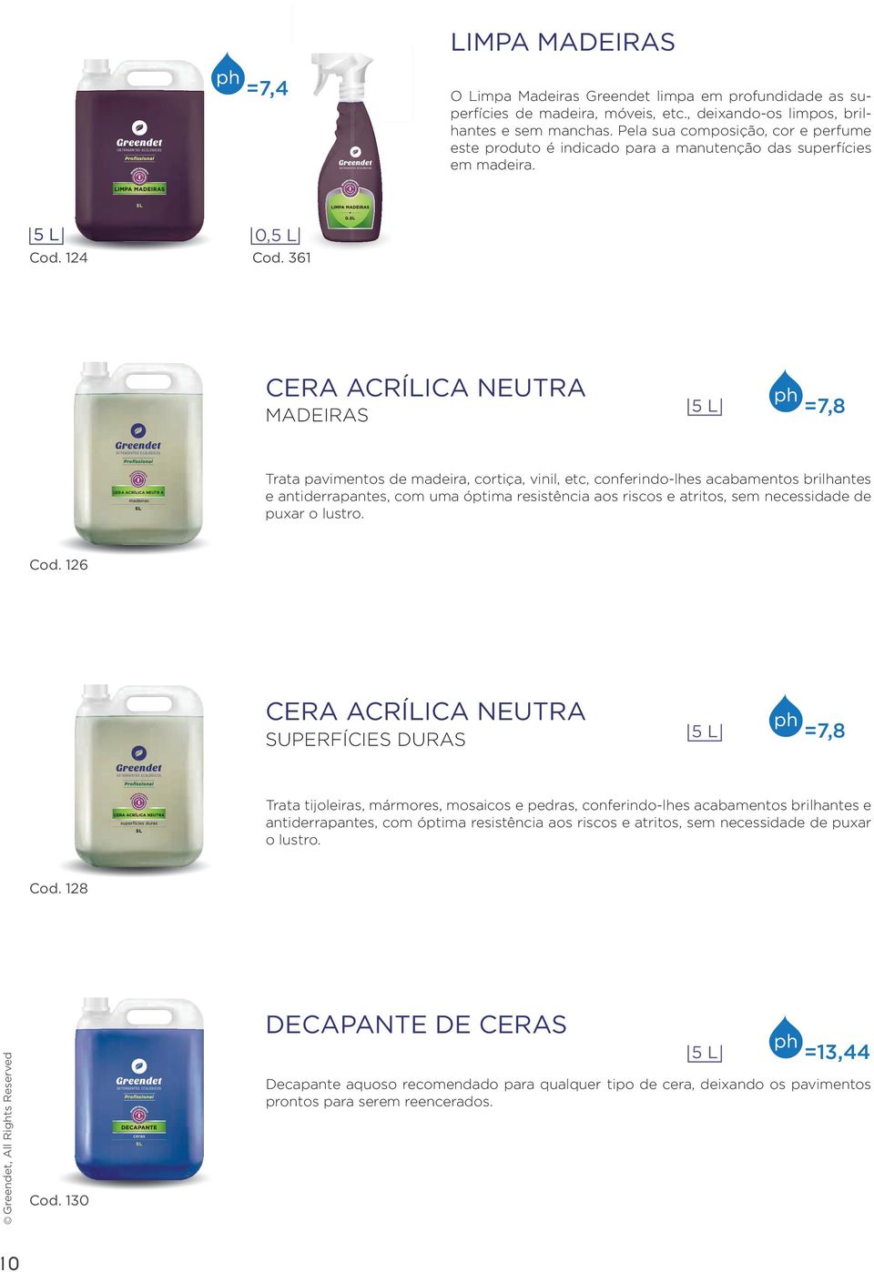 361 CERA ACRÍLICA NEUTRA MADEIRAS =7,8 CERA ACRÍLICA NEUTR A Trata pavimentos de madeira, cortiça, vinil, etc, conferindo-lhes acabamentos brilhantes e antiderrapantes, com uma óptima resistência aos