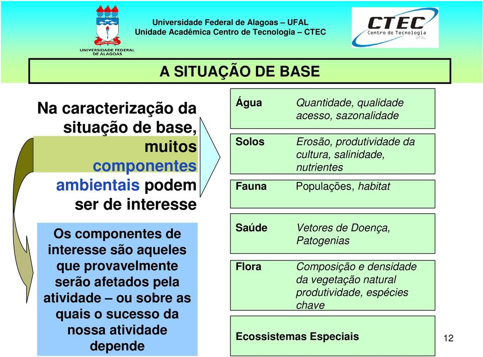 componentes de interesse são aqueles que provavelmente serão afetados pela atividade ou sobre as quais o sucesso da nossa atividade