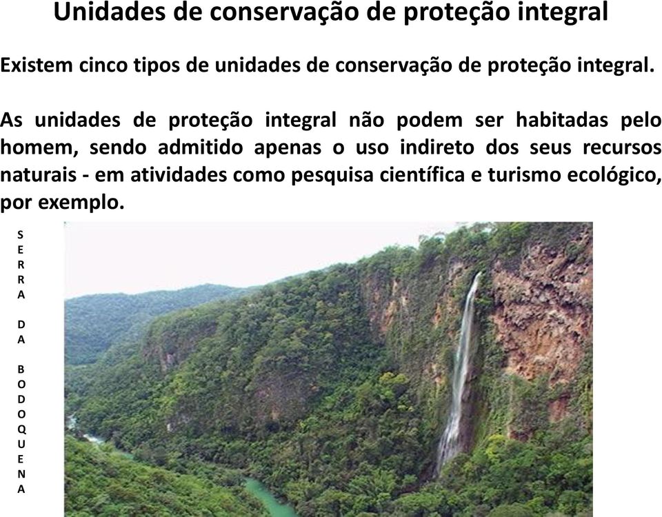 As unidades de proteção integral não podem ser habitadas pelo homem, sendo admitido