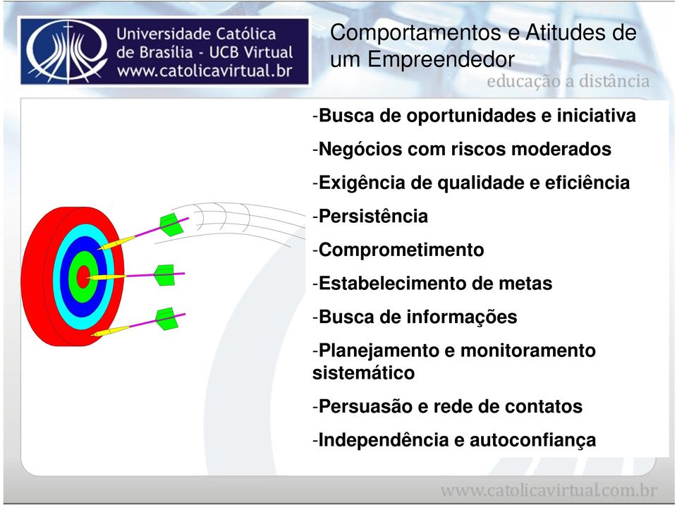 -Comprometimento -Estabelecimento de metas -Busca de informações -Planejamento e