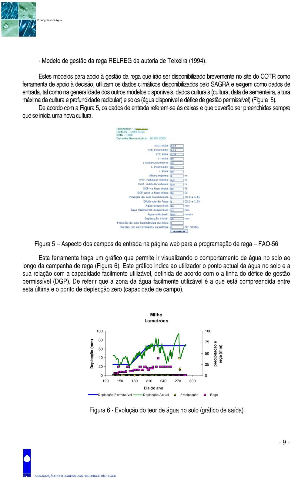 como dados de entrada, tal como na generalidade dos outros modelos disponíveis, dados culturais (cultura, data de sementeira, altura máxima da cultura e profundidade radicular) e solos (água