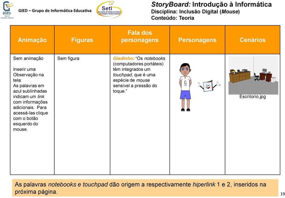 Sem figura Giedinho: Os notebooks (computadores portáteis) têm integrados um touchpad, que é uma espécie de