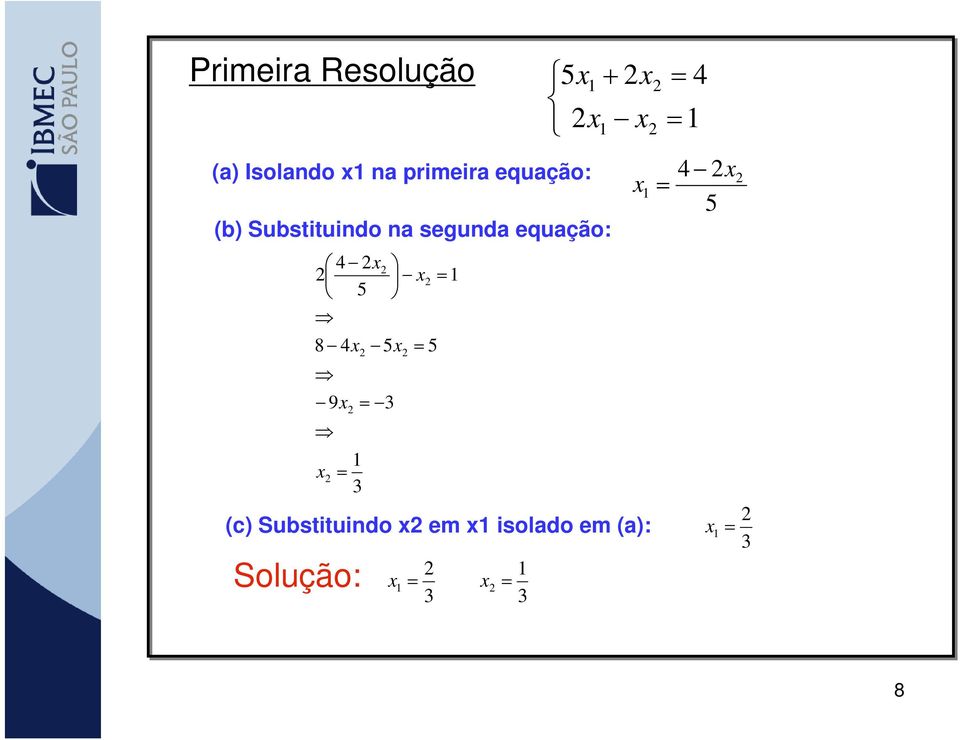 Substituindo na segunda equação: 3 3 9 5 5