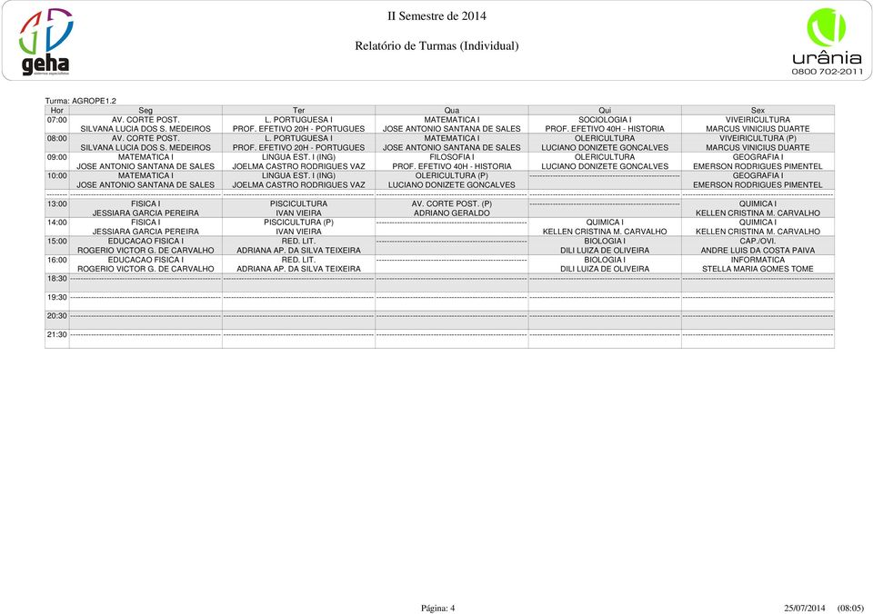 EFETIVO 20H - PORTUGUES JOSE ANTONIO SANTANA DE SALES LUCIANO DONIZETE GONCALVES MARCUS VINICIUS DUARTE MATEMATICA I LINGUA EST.