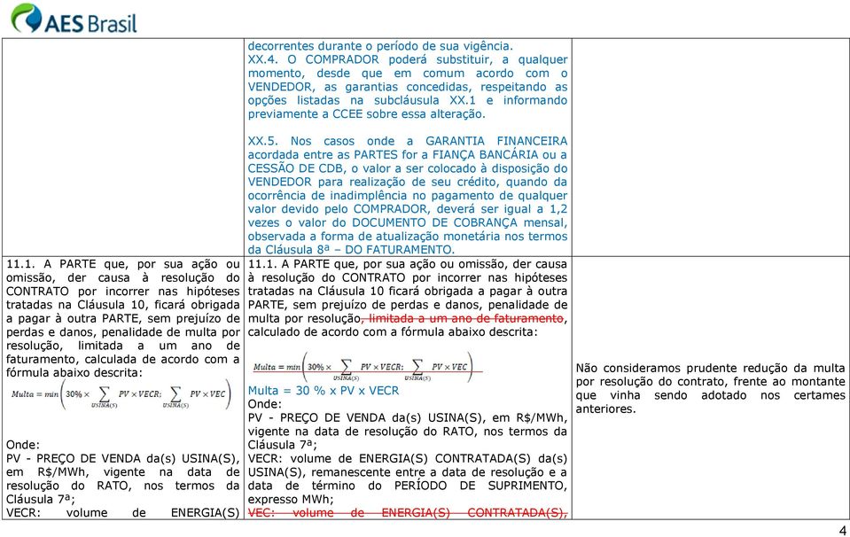 resolução do RATO, nos termos da Cláusula 7ª; VECR: volume de ENERGIA(S) decorrentes durante o período de sua vigência. XX.4.
