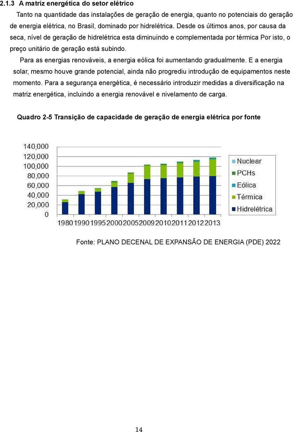 Para as energias renováveis, a energia eólica foi aumentando gradualmente. E a energia solar, mesmo houve grande potencial, ainda não progrediu introdução de equipamentos neste momento.