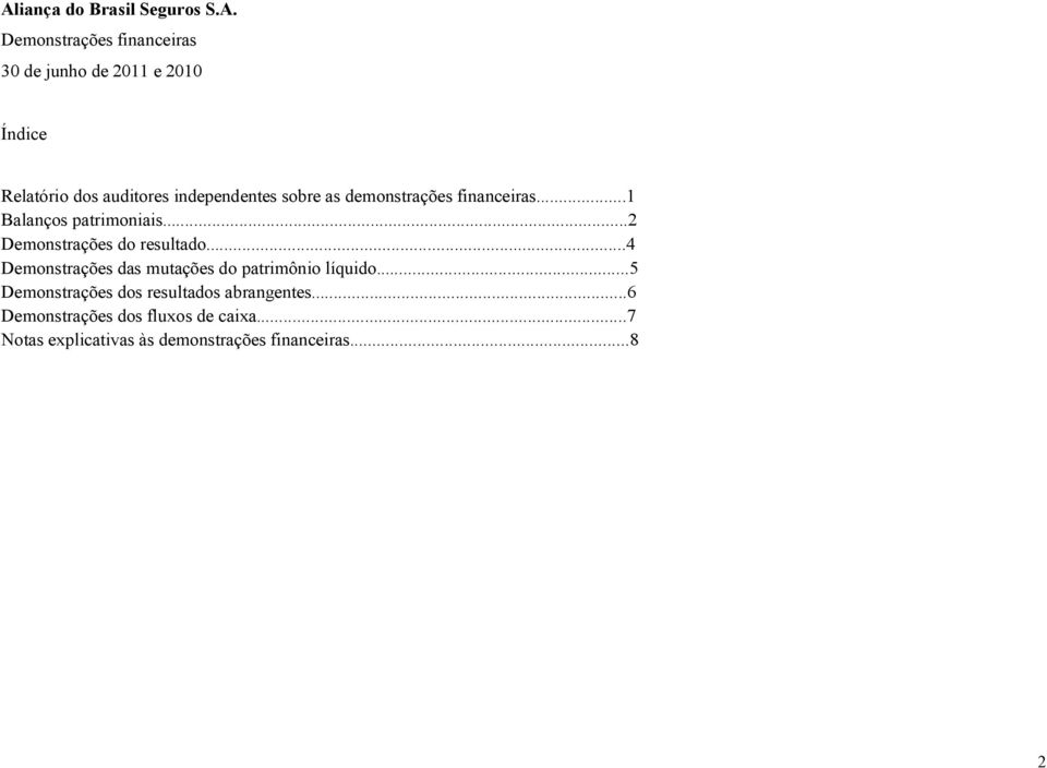 ..2 Demonstrações do resultado.