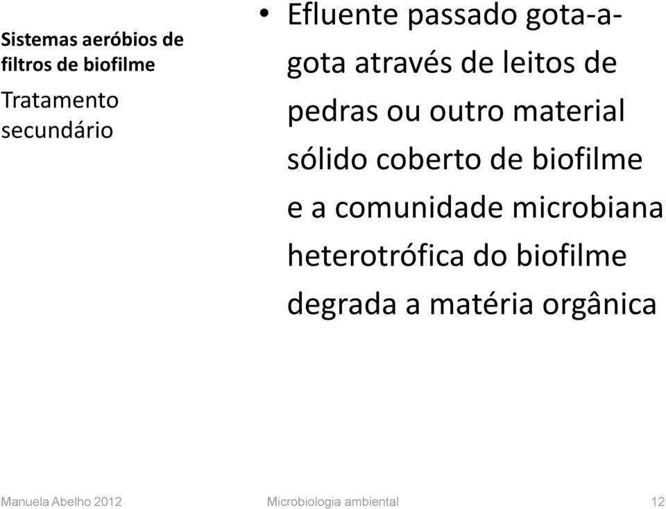 coberto de biofilme e a comunidade microbiana heterotrófica do biofilme