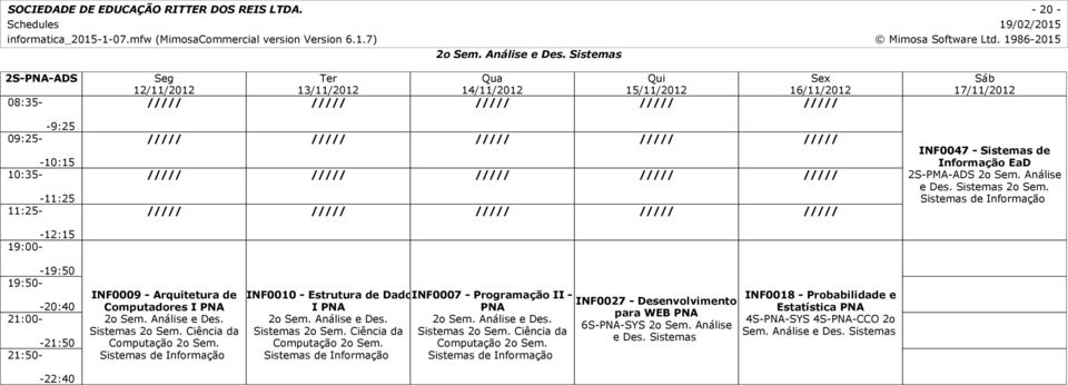 Ciência da Sistemas 2o Sem. Ciência da Computação 2o Sem. Computação 2o Sem. INF0027 - Desenvolvimento para WEB PNA 6S-PNA-SYS 2o Sem. Análise e Des.