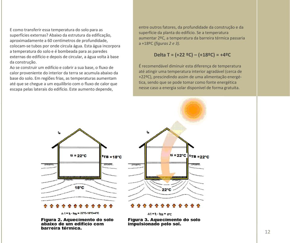 Ao se construir um edifício e cobrir a sua base, o fluxo de calor proveniente do interior da terra se acumula abaixo da base do solo.