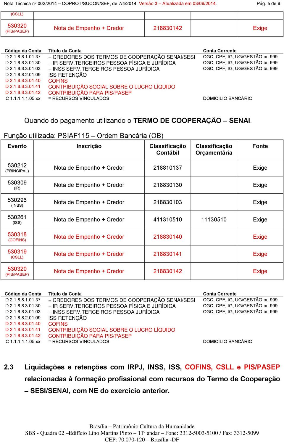 1.8.8.3.01.40 COFINS D 2.1.8.8.3.01.41 CONTRIBUIÇÃO SOCIAL SOBRE O LUCRO LÍQUIDO D 2.1.8.8.3.01.42 CONTRIBUIÇÃO PARA PIS/PASEP C 1.1.1.1.1.05.