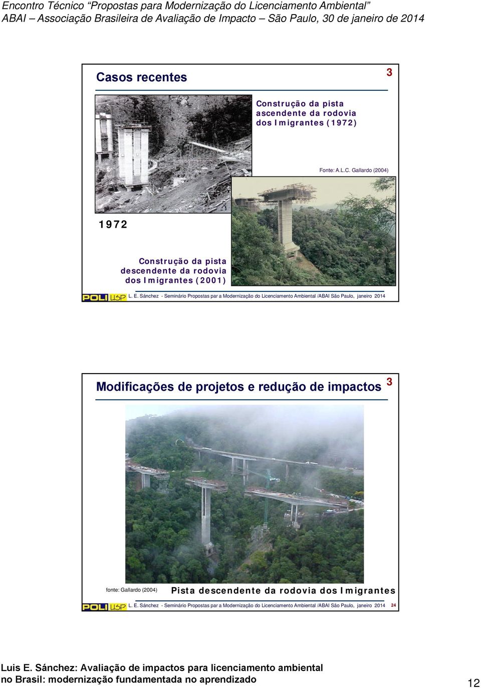 projetos e redução de impactos 3 fonte: Gallardo (2004) Pista descendente da rodovia dos Imigrantes L. E.