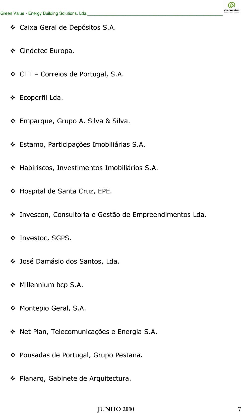 Invescon, Consultoria e Gestão de Empreendimentos Lda. Investoc, SGPS. José Damásio dos Santos, Lda. Millennium bcp S.A.