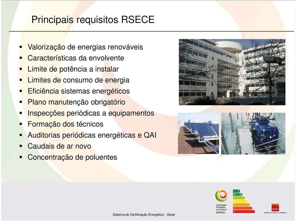 sistemas energéticos Plano manutenção obrigatório Inspecções periódicas a equipamentos