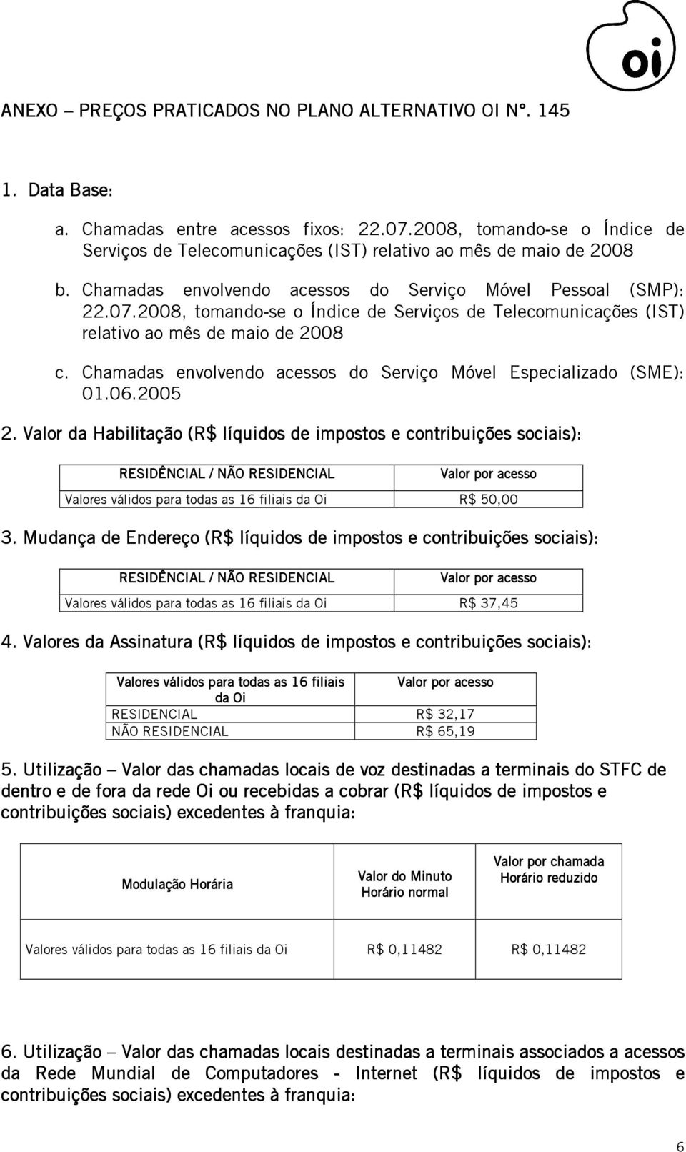 2008, tomando-se o Índice de Serviços de Telecomunicações (IST) relativo ao mês de maio de 2008 c. Chamadas envolvendo acessos do Serviço Móvel Especializado (SME): 01.06.2005 2.