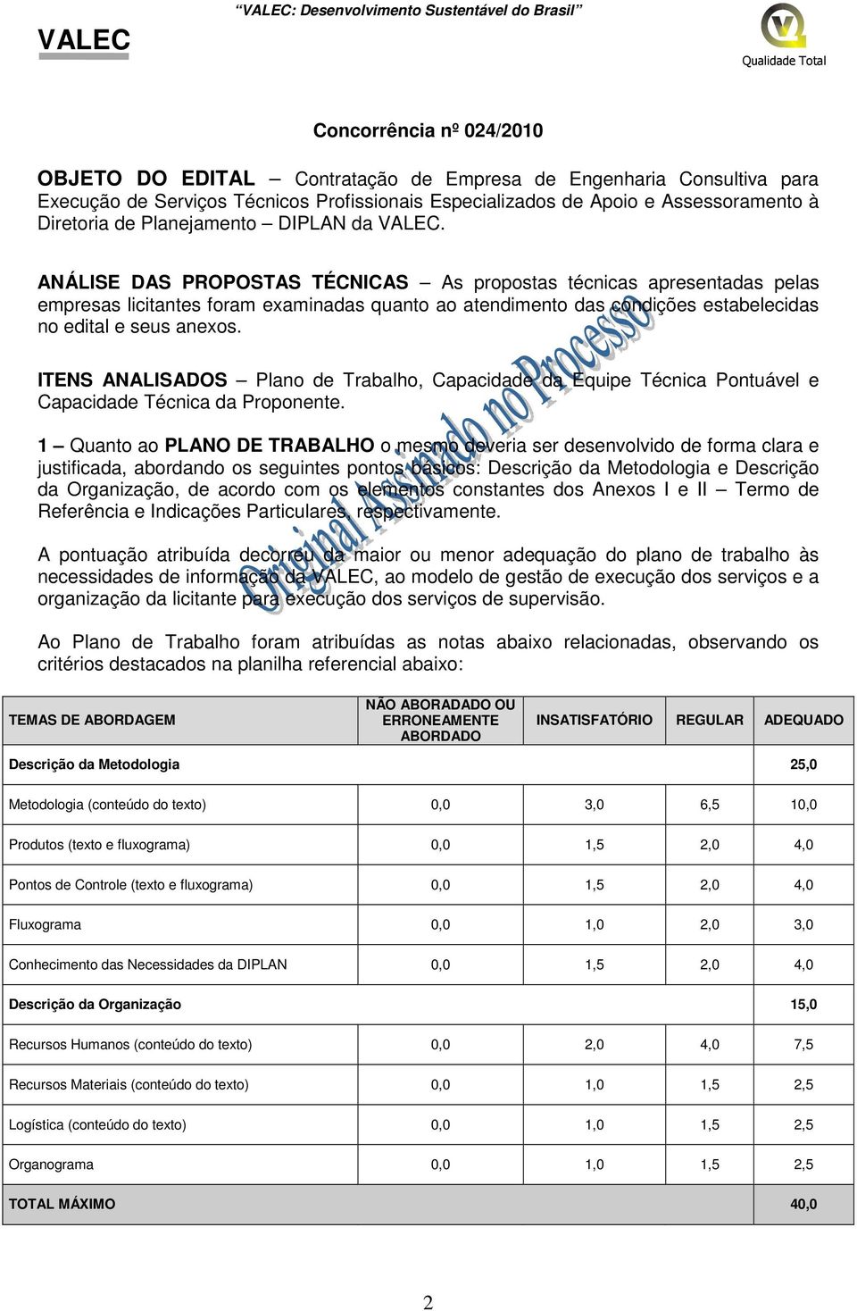 ANÁLISE DAS PROPOSTAS TÉCNICAS As propostas técnicas apresentadas pelas empresas licitantes foram examinadas quanto ao atendimento das condições estabelecidas no edital e seus anexos.