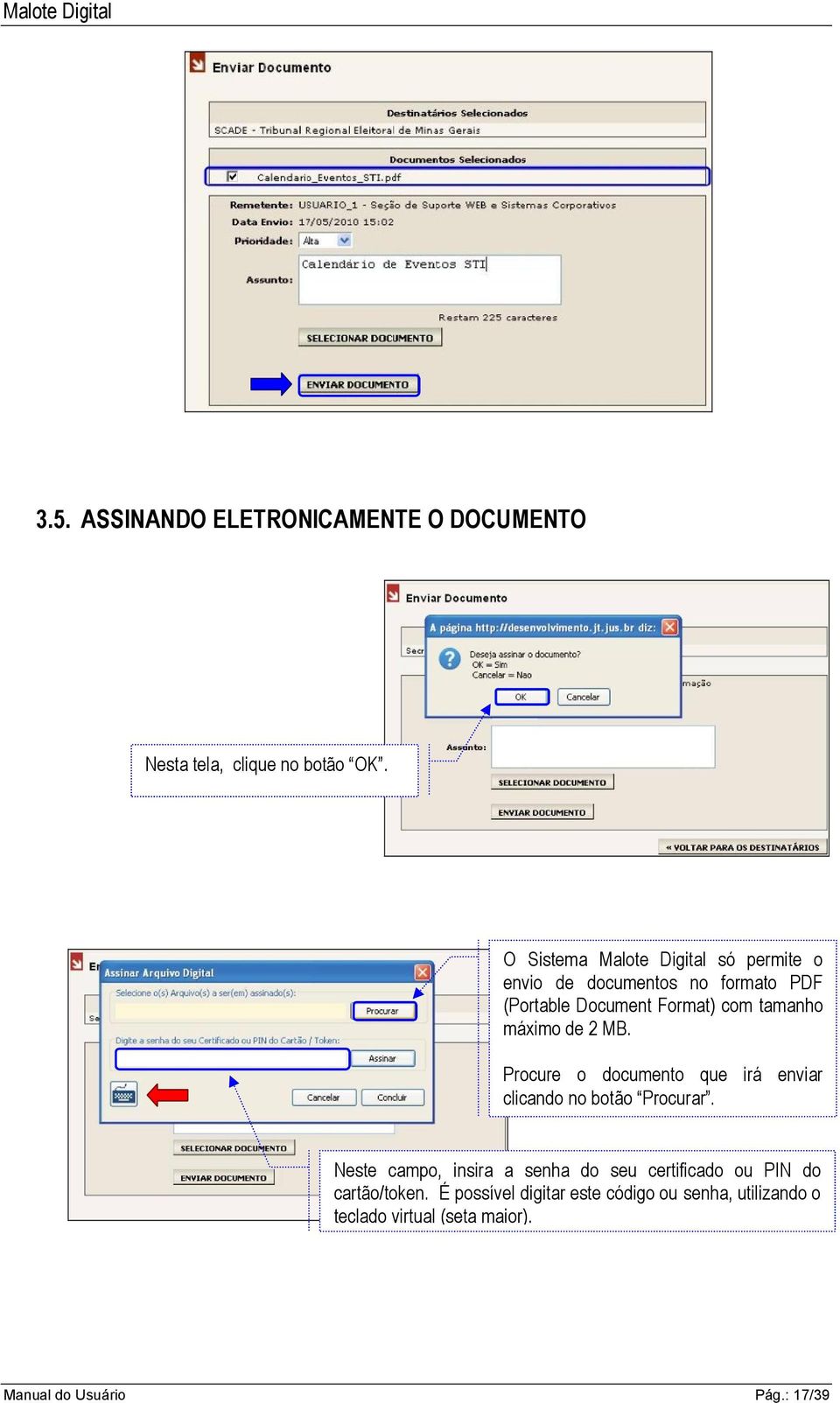 máximo de 2 MB. Procure o documento que irá enviar clicando no botão Procurar.