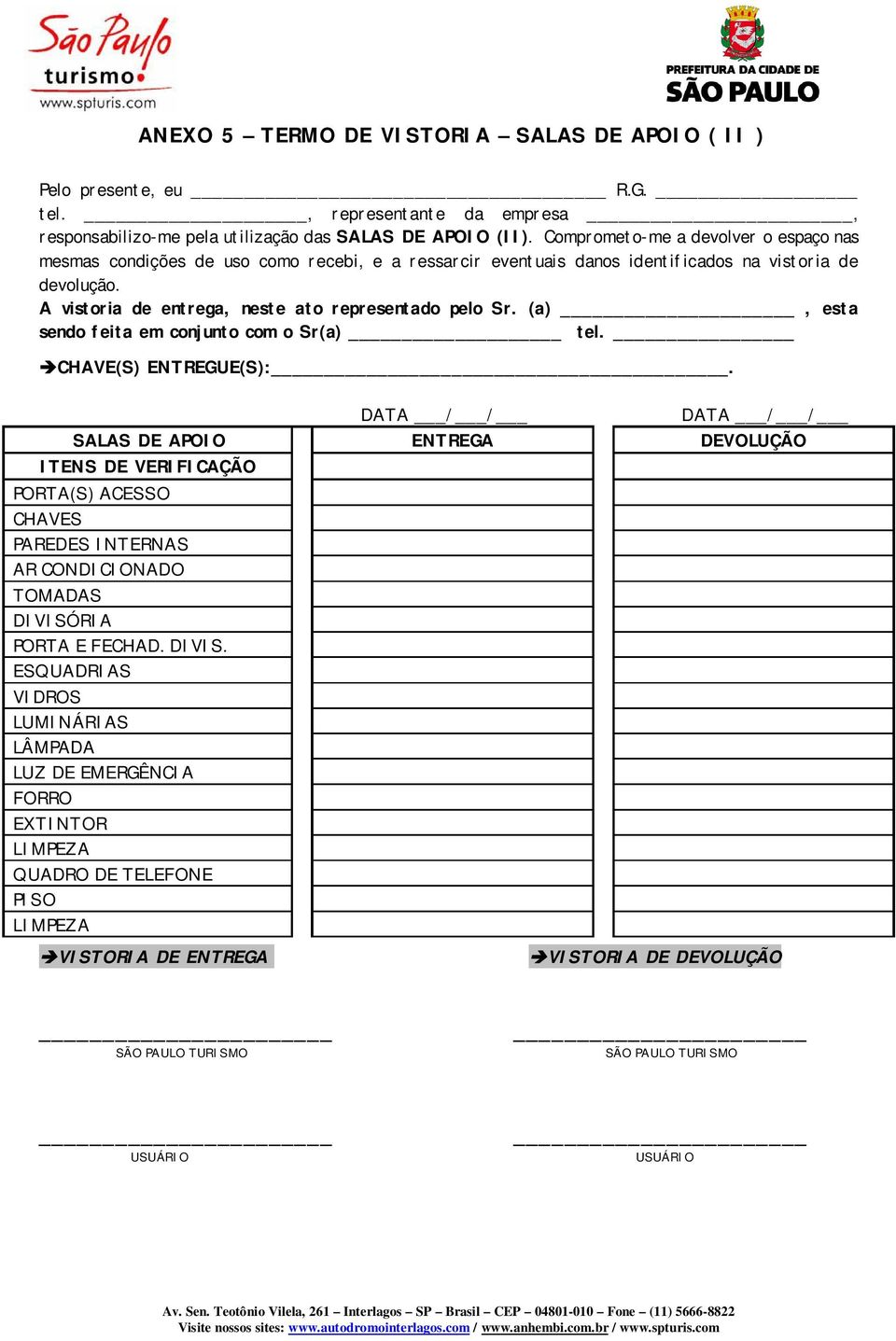 A vistoria de entrega, neste ato representado pelo Sr. (a), esta sendo feita em conjunto com o Sr(a) tel. CHAVE(S) ENTREGUE(S):.