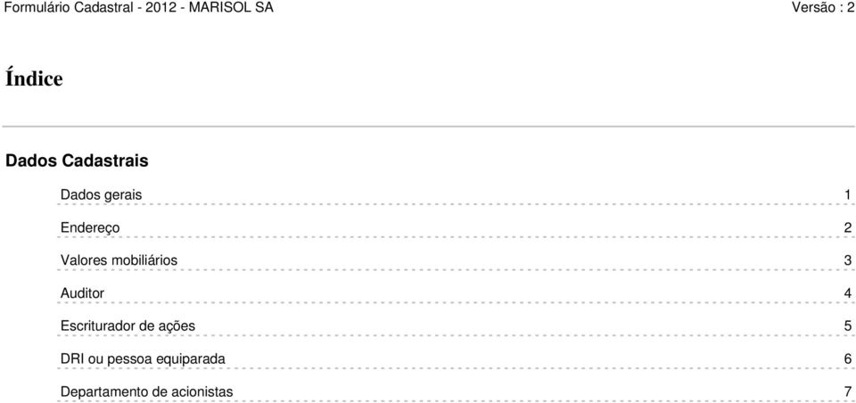 4 Escriturador de ações 5 DRI ou pessoa