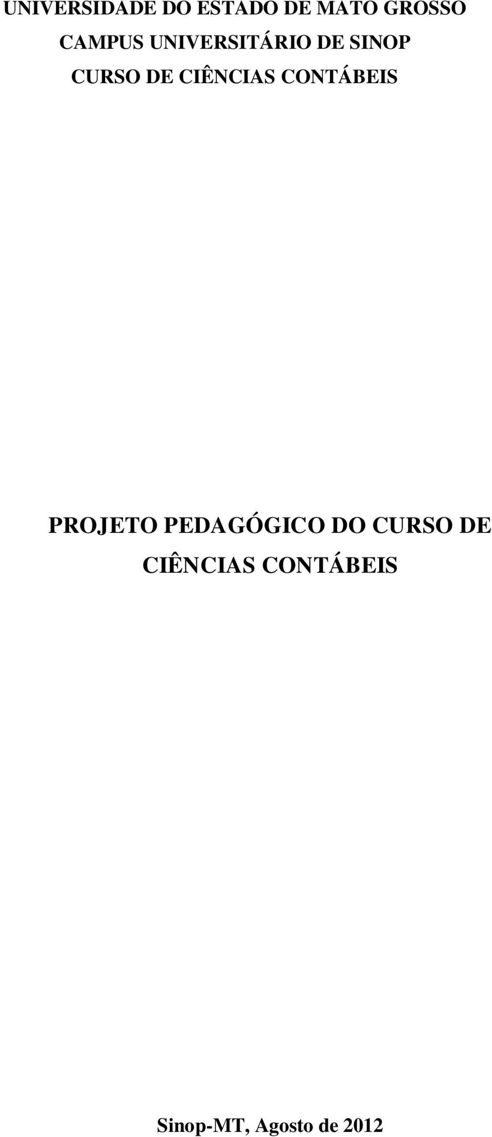 CIÊNCIAS CONTÁBEIS PROJETO PEDAGÓGICO DO