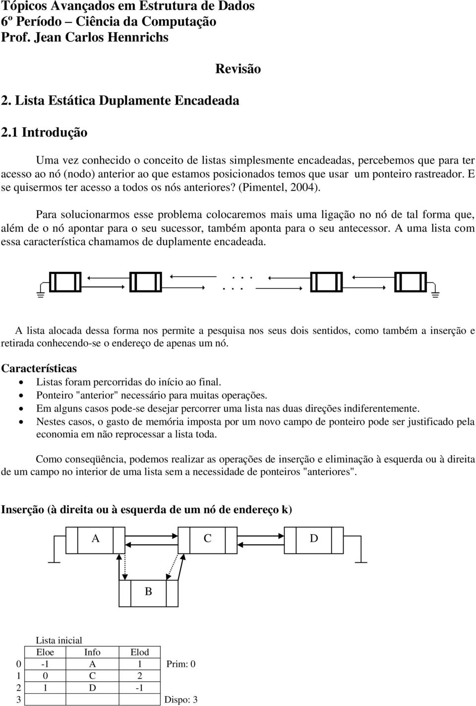 E se quisermos ter acesso a todos os nós anteriores? (Pimentel, 2004).