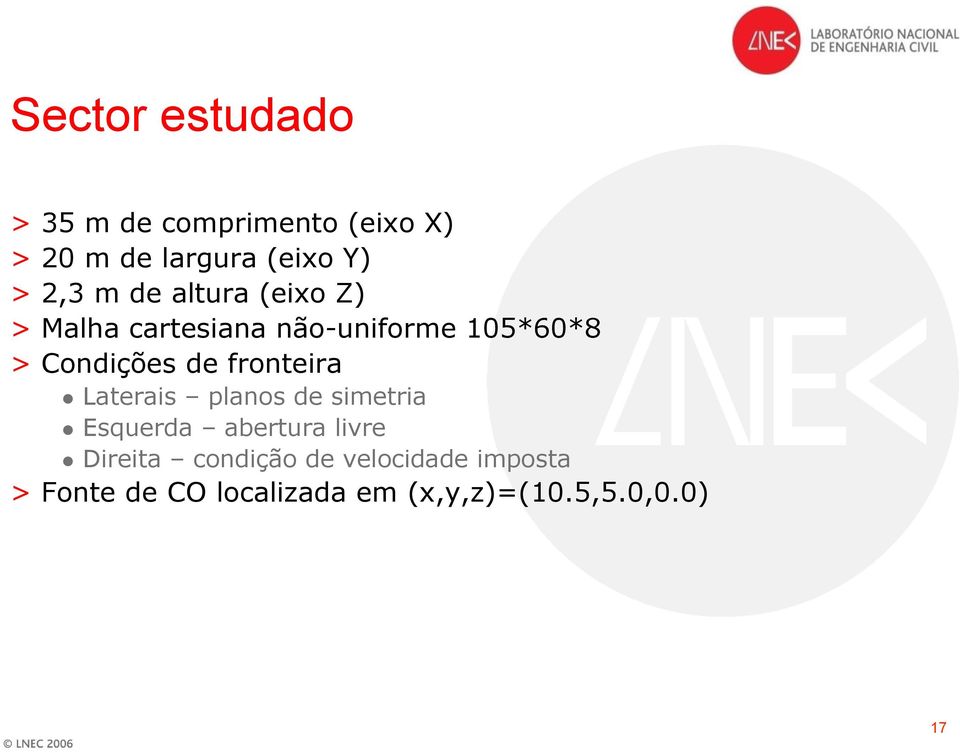 de fronteira Laterais planos de simetria Esquerda abertura livre Direita