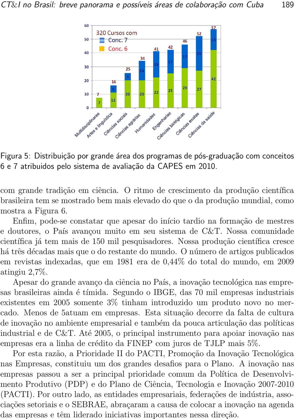 O ritmo de crescimento da produção científica brasileira tem se mostrado bem mais elevado do que o da produção mundial, como mostra a Figura 6.