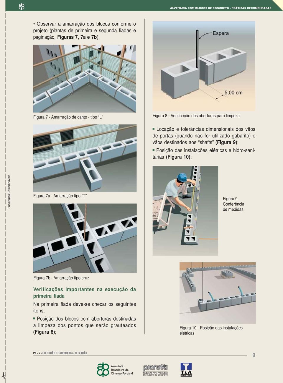 aos shafts (Figura 9); Posição das instalações elétricas e hidro-sanitárias (Figura 10); Figura 7a - Amarração tipo T Figura 9 Conferência de medidas Figura 7b - Amarração tipo cruz Verificações