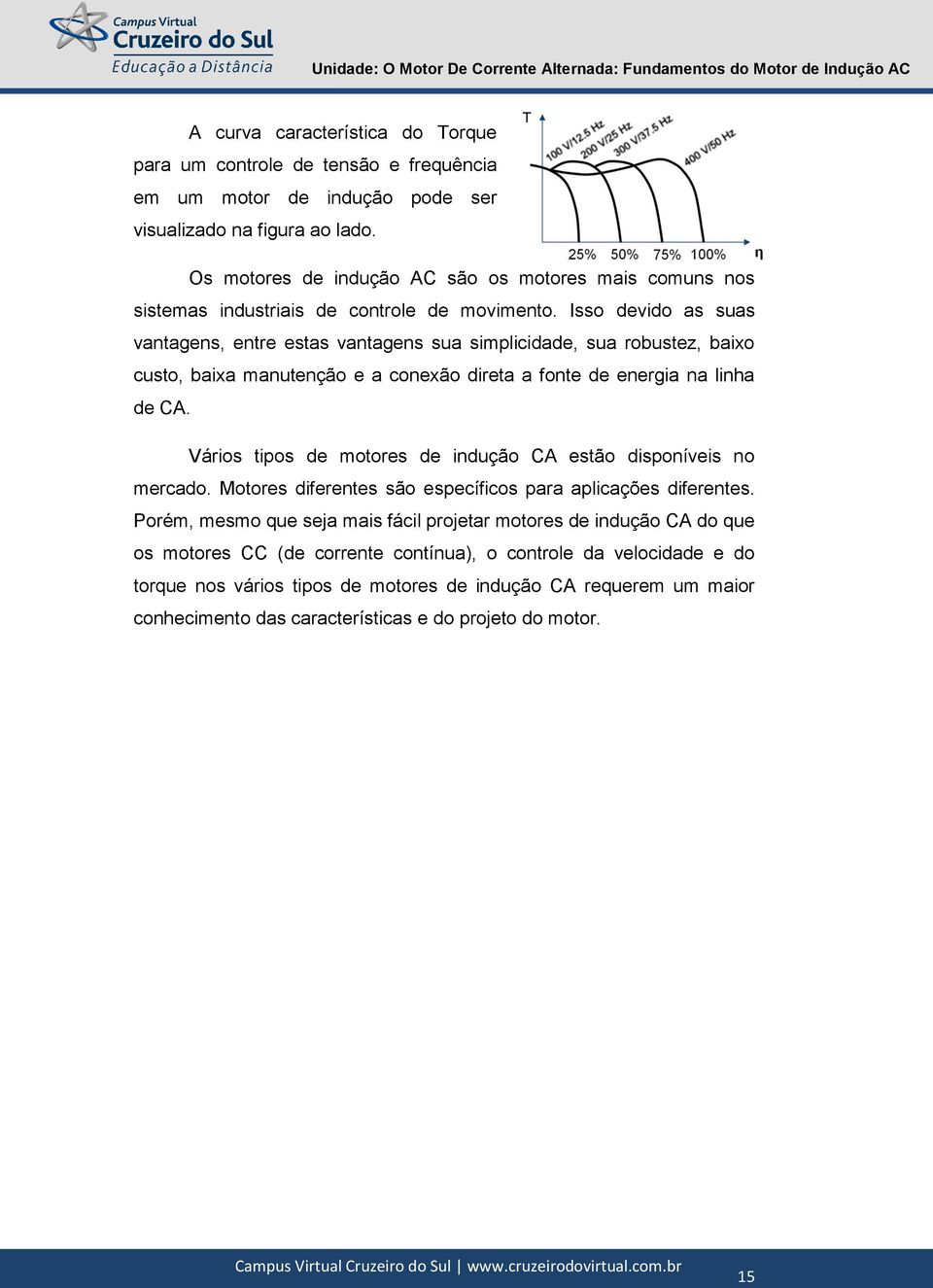 Isso devido as suas vantagens, entre estas vantagens sua simplicidade, sua robustez, baixo custo, baixa manutenção e a conexão direta a fonte de energia na linha de CA.