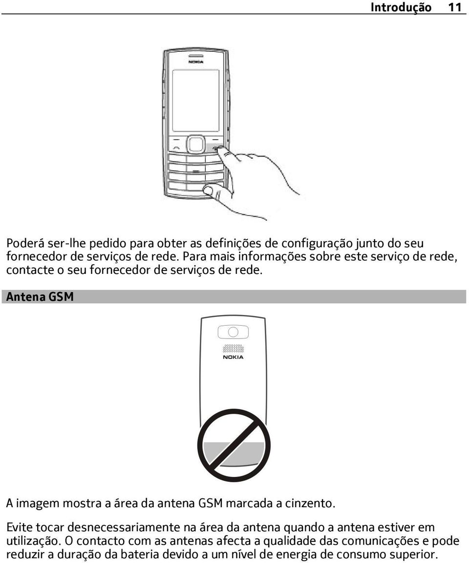 Antena GSM A imagem mostra a área da antena GSM marcada a cinzento.