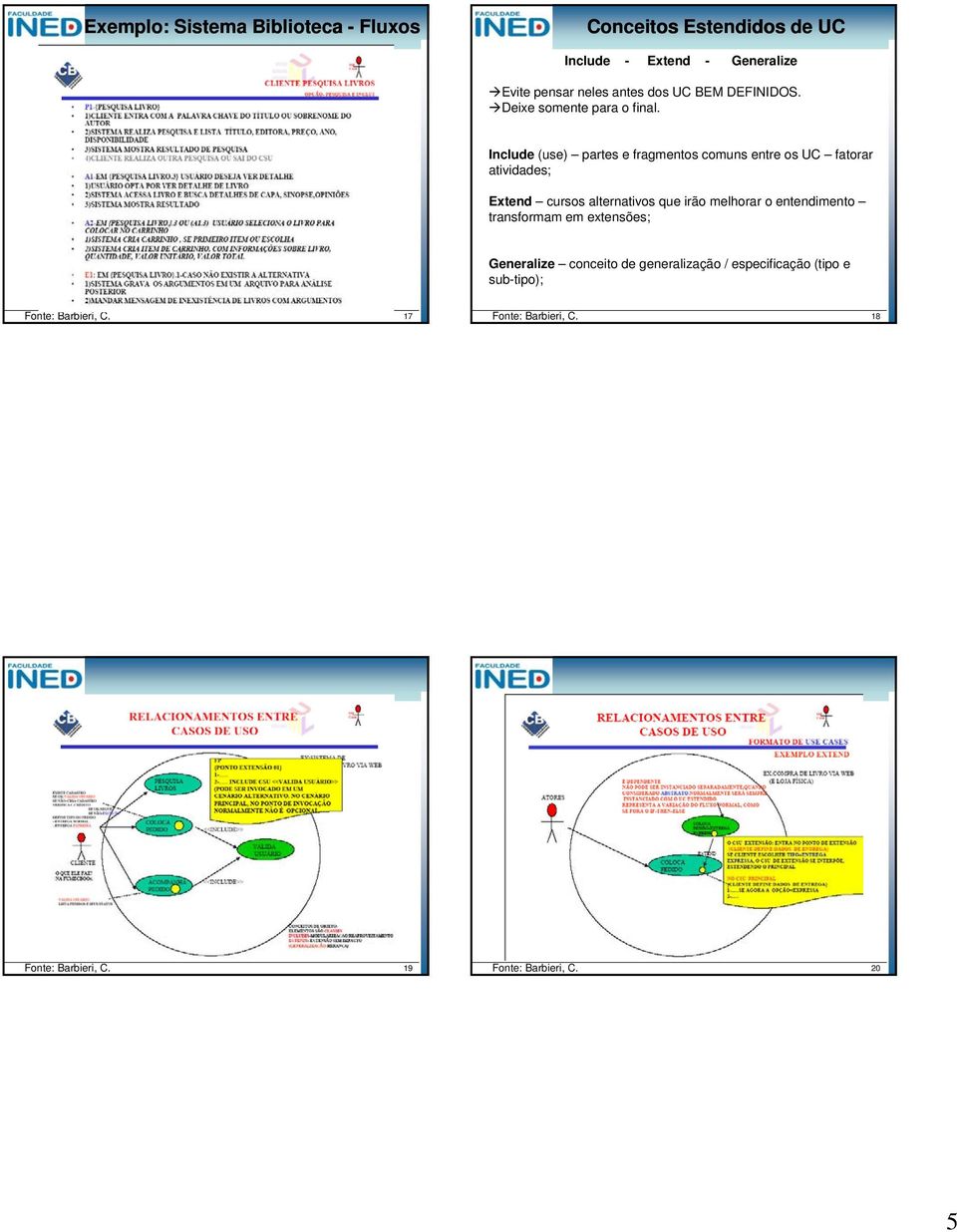 Include (use) partes e fragmentos comuns entre os UC fatorar atividades; Extend cursos alternativos