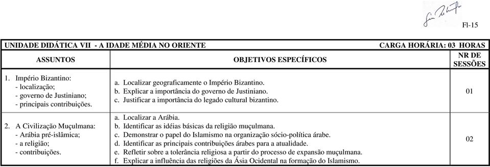 b. Explicar a importância do governo de Justiniano. c. Justificar a importância do legado cultural bizantino. a. Localizar a Arábia. b. Identificar as idéias básicas da religião muçulmana. c. Demonstrar o papel do Islamismo na organização sócio-política árabe.