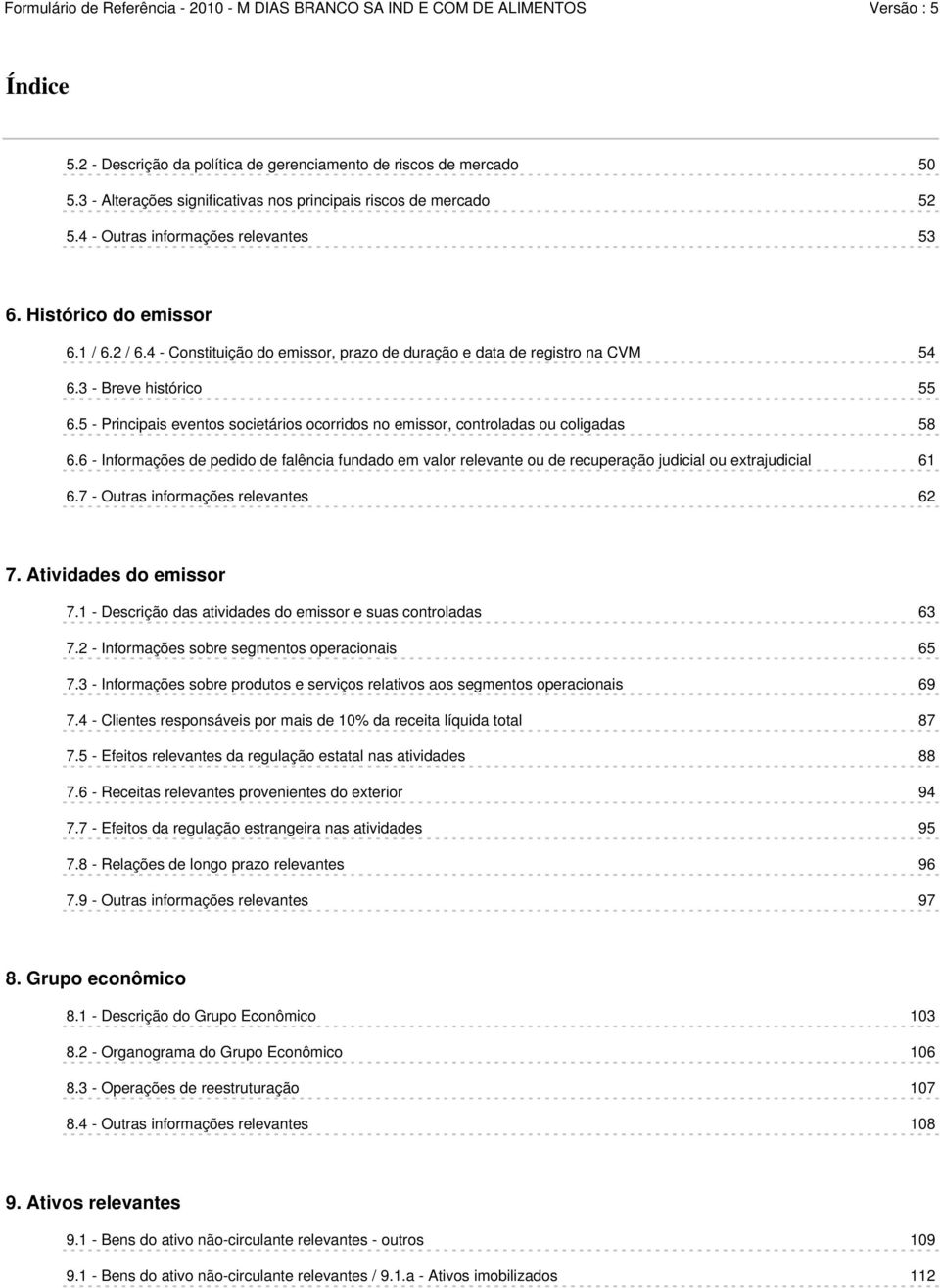 5 - Principais eventos societários ocorridos no emissor, controladas ou coligadas 58 6.