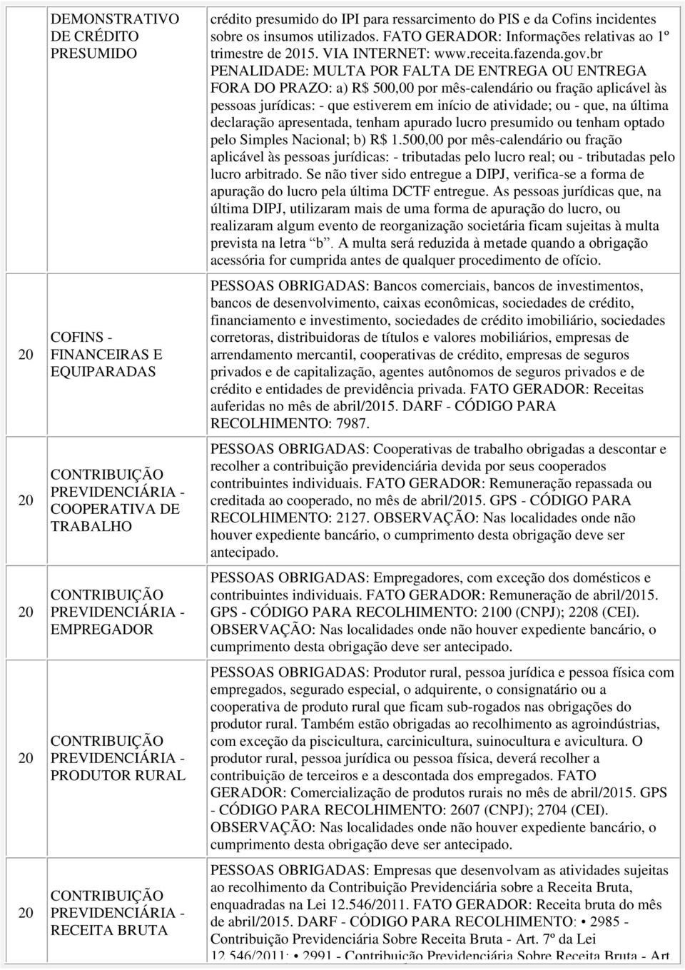 br PENALIDADE: MULTA POR FALTA DE ENTREGA OU ENTREGA FORA DO : a) R$ 500,00 por mês-calendário ou fração aplicável às pessoas jurídicas: - que estiverem em início de atividade; ou - que, na última