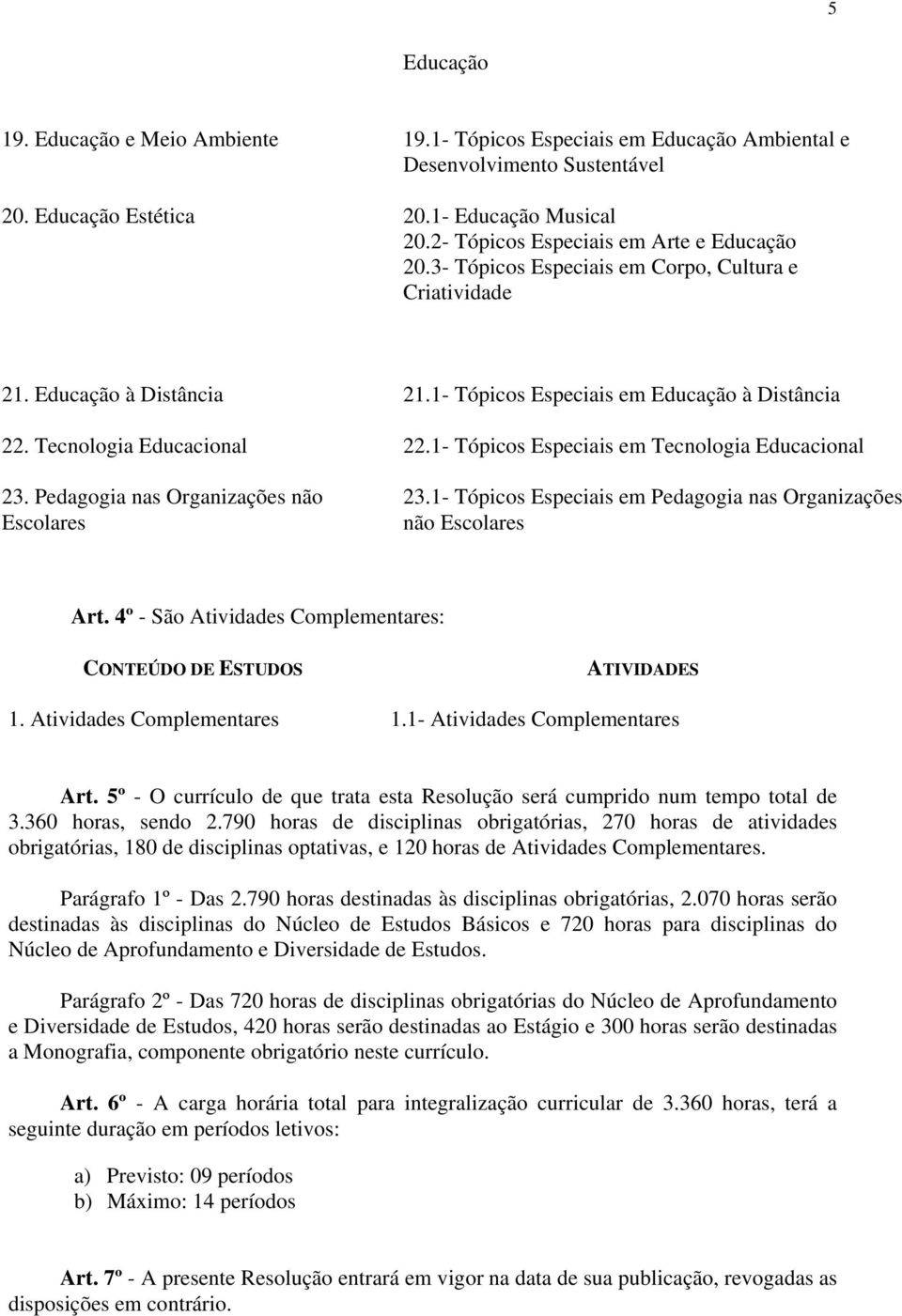 1- Tópicos Especiais em Tecnologia Educacional 23. Pedagogia nas Organizações não Escolares 23.1- Tópicos Especiais em Pedagogia nas Organizações não Escolares Art.