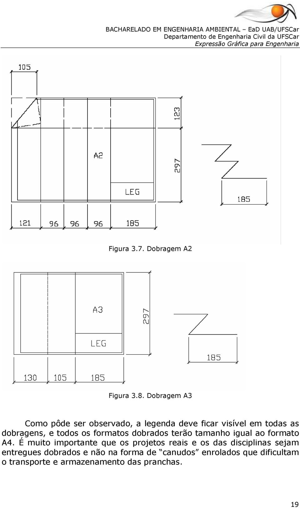 todos os formatos dobrados terão tamanho igual ao formato A4.