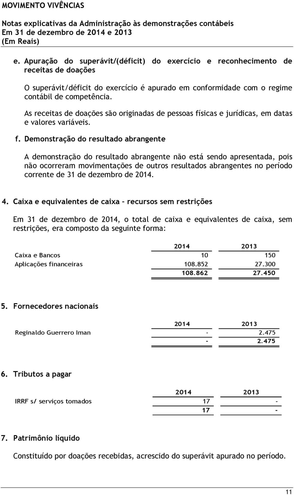 As receitas de doações são originadas de pessoas fí