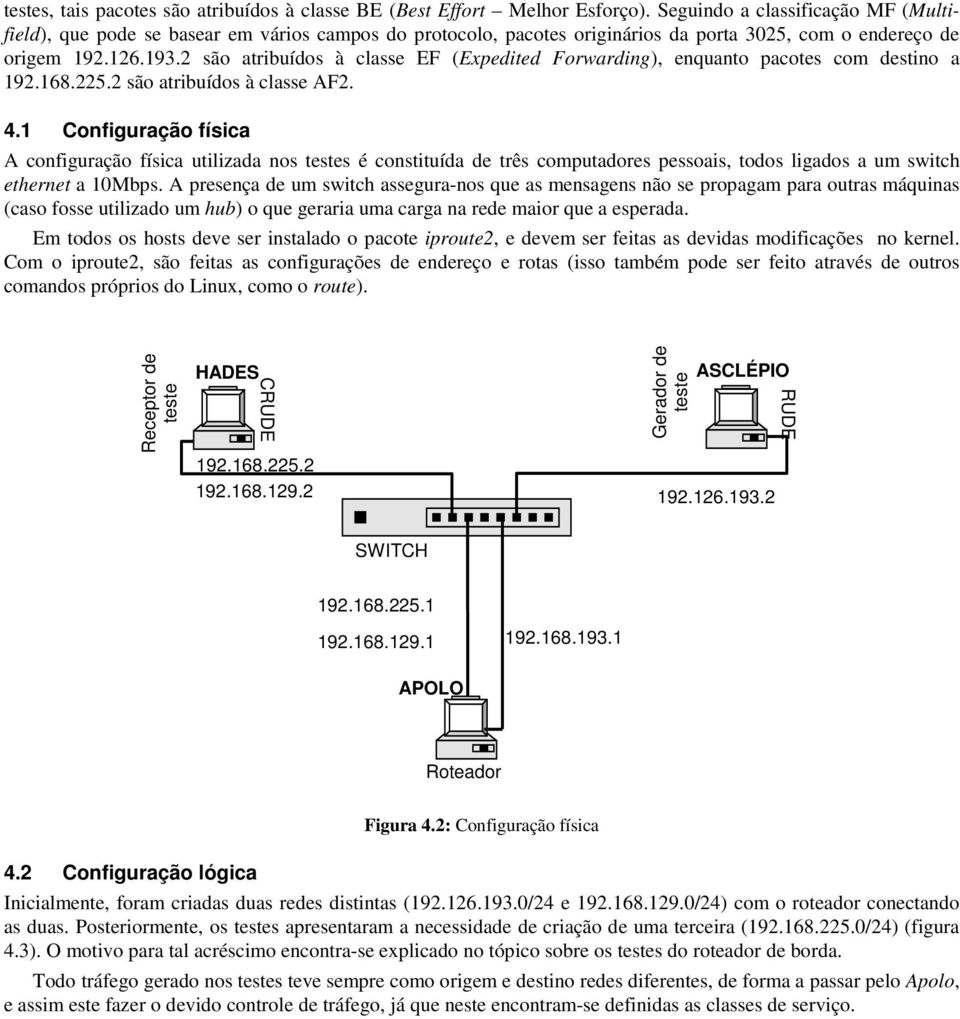 2 são atribuídos à classe EF (Expedited Forwarding), enquanto pacotes com destino a 192.168.225.2 são atribuídos à classe AF2. 4.